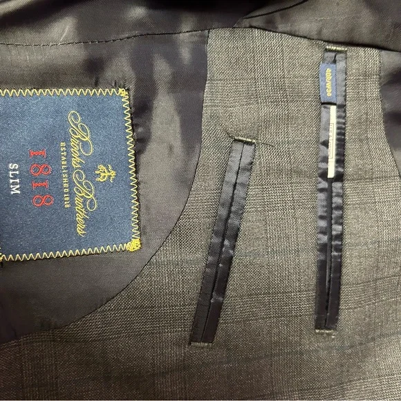 Brooks Brothers Men’s Gray Suit Jacket Blazer 40R Slim Fit Made in Italy NWT